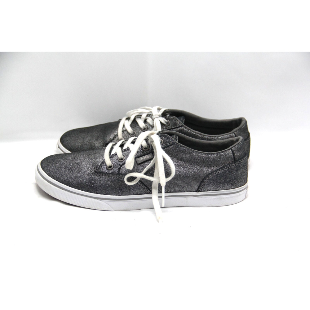 VANS Shoes Womens Size 7.5 Gray Silver Metallic Glitter Sneakers Skate Casual